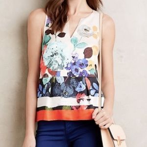 Anthropologie Floral Tank Blouse